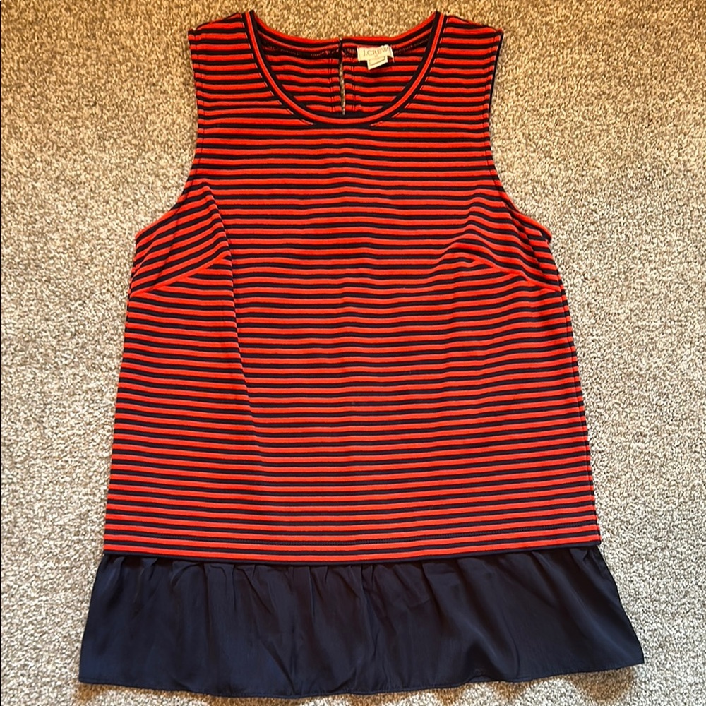 J. Crew Navy and Red Striped Tank Size XS